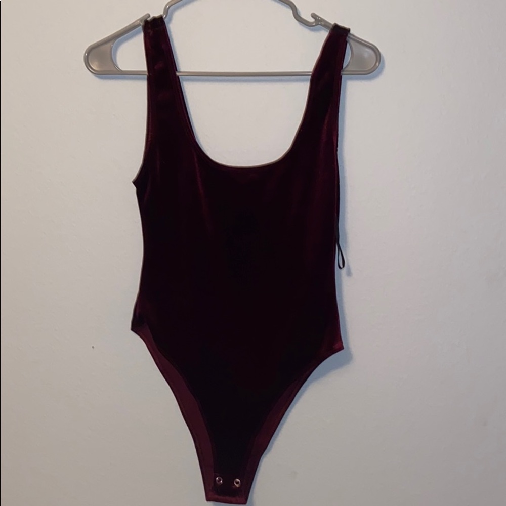 Maroon velvet bodysuit, size small